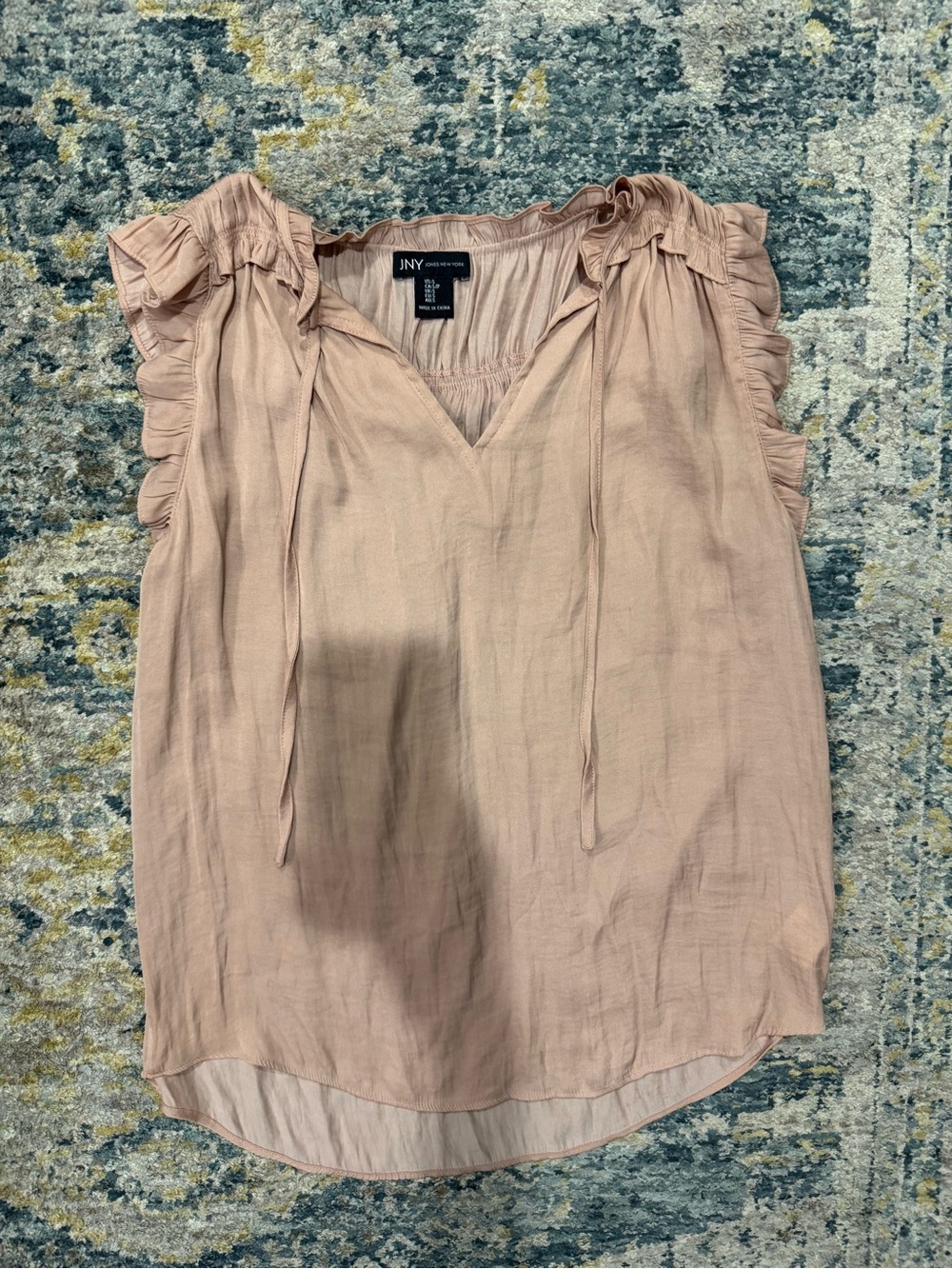 Blush Pink Ruffle Sleeve V-Neck Top